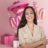 Aperturee - Pink Boxes Balloon Happy Mothers Day Party Backdrop